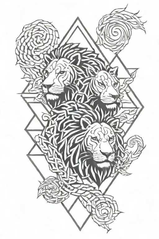 2 lionceaux akatsuki jungle tattoo design idea