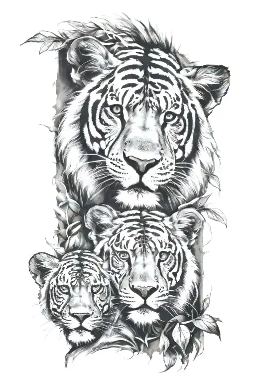 2 lionceaux akatsuki jungle tattoo design idea