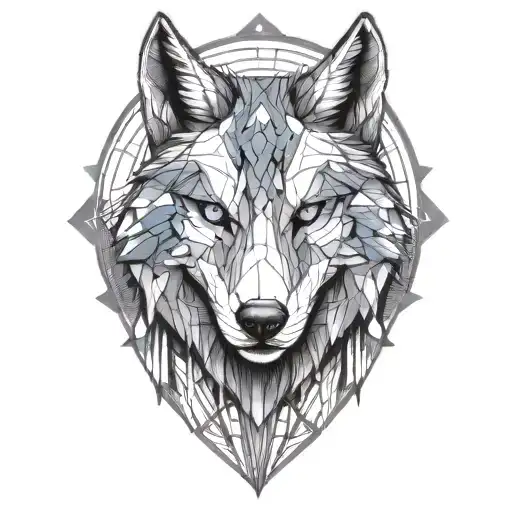 A futuristic wolf design with cybernetic enhancements reflecting the client's passions tattoo design idea