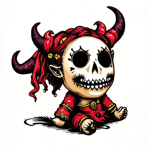 voodoo doll devil tattoo design idea