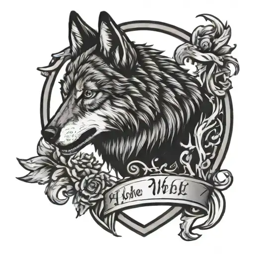 alpha wolf family crest tattoo design idea