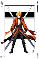 bleach anime ichigo in one rectangle, swords in second rectangle tattoo design idea