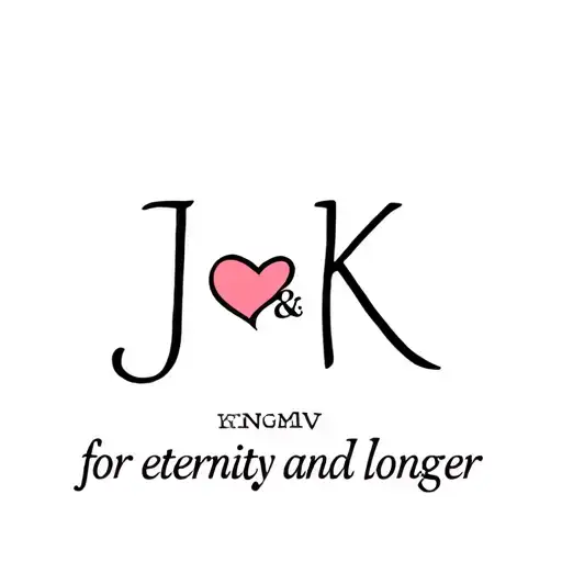 "J & K for eternity and longer" heart symbolizing love tattoo design idea