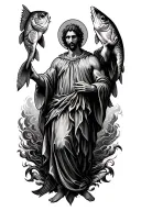 saint raphael with fish tattoo design idea