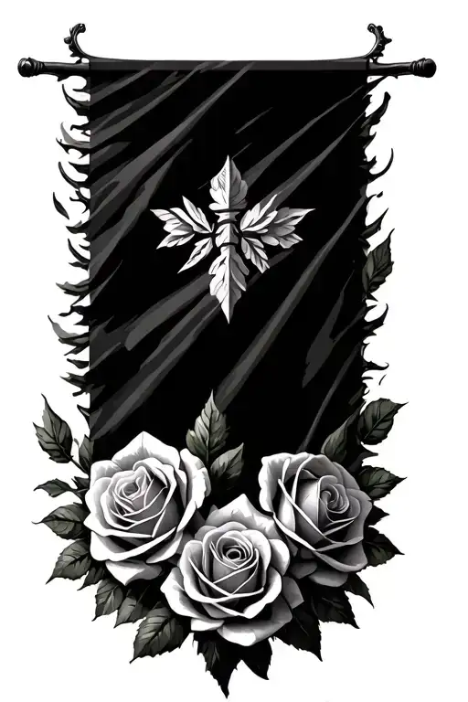 albanian flag with roses  tattoo design idea