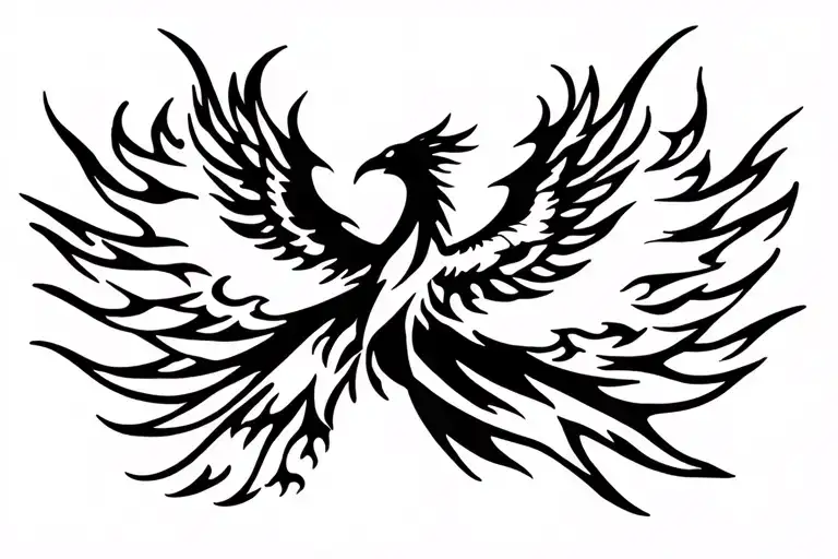 Phoenix rising from flames tattoo design idea