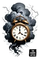clock thunder Storm Cloud tattoo design idea