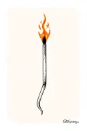 Burning match stick tattoo design idea