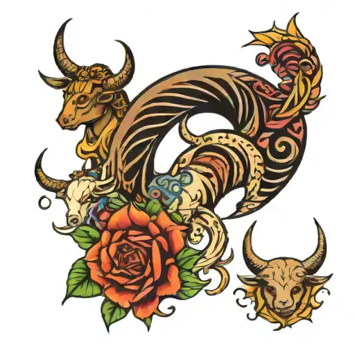 TAURUS MOTHER , CAPRICORN DAUGHTER, CANCER DAUGHTER, 2 CANCER SONS tattoo design idea