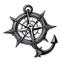 anchor and compass tattoo design idea