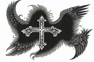 eagle wing with orthodox cross tattoo design idea