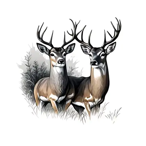 a doe and a buck tattoo design idea