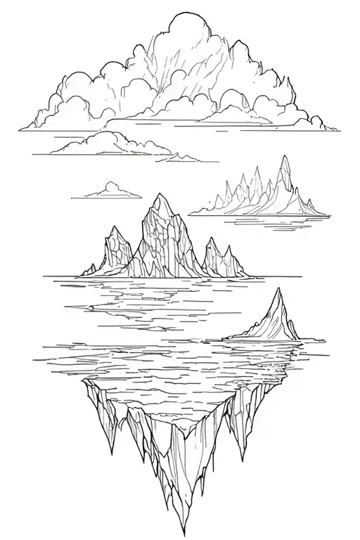 iceberg floating island in the sky outline tattoo design featuring tattoo design idea