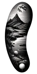 Time moon nature golf course family tattoo design idea