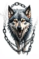 fenrir wolf breaking chains tattoo design idea