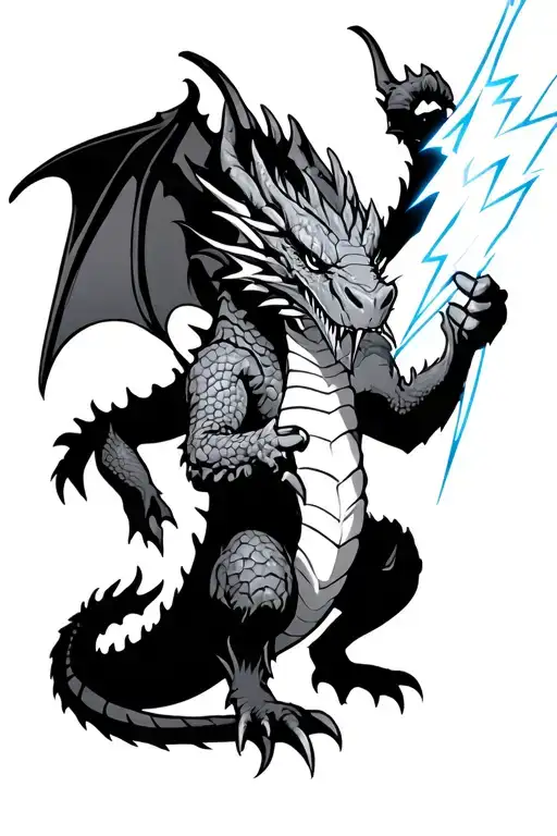 dragon holding a lightning bolt tattoo design idea