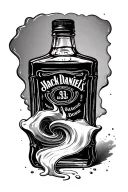Large Jack Daniel’s bottle roll being sucked tattoo design idea