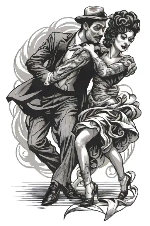 Tango dancers chicano style tattoo design idea