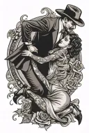 Tango dancers chicano style tattoo design idea