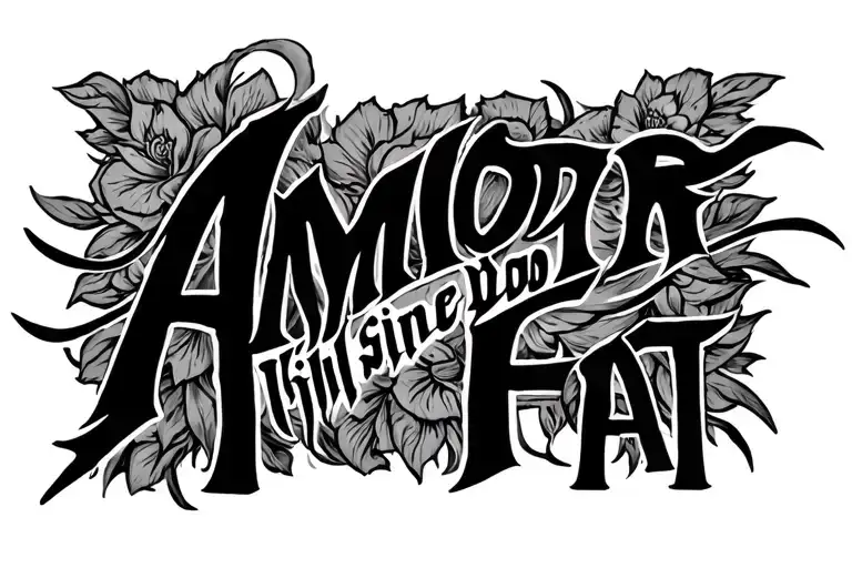 two thick lines around the arm, above first to writte Nihil sine deo in symbols. above the second, to writte AMOR FATI tattoo design idea