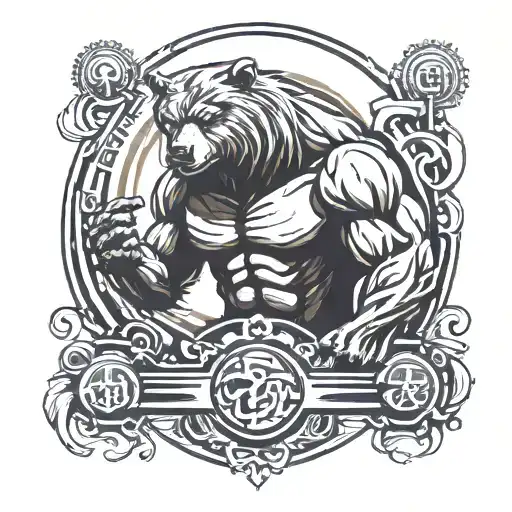 bear ultra instinct gym tattoo design idea