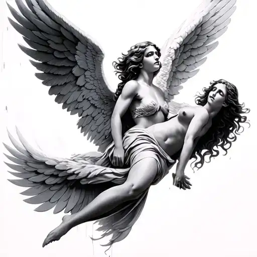angels flying tattoo design idea