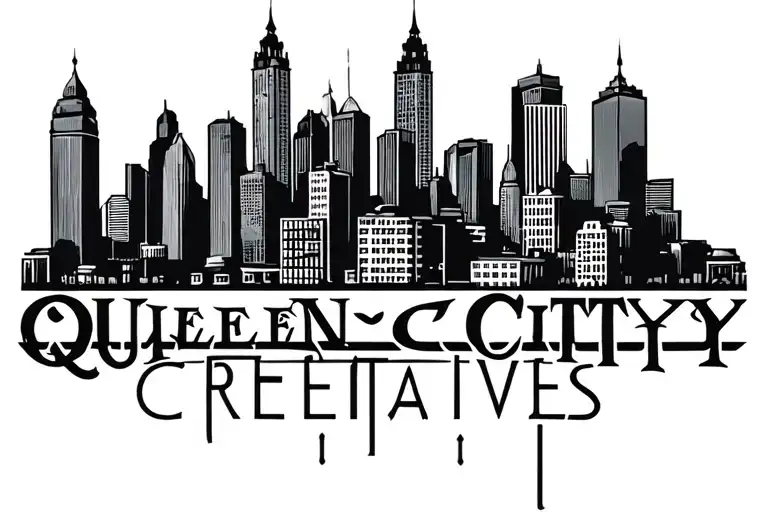 Queen City Creatives logo city scape tattoo design idea