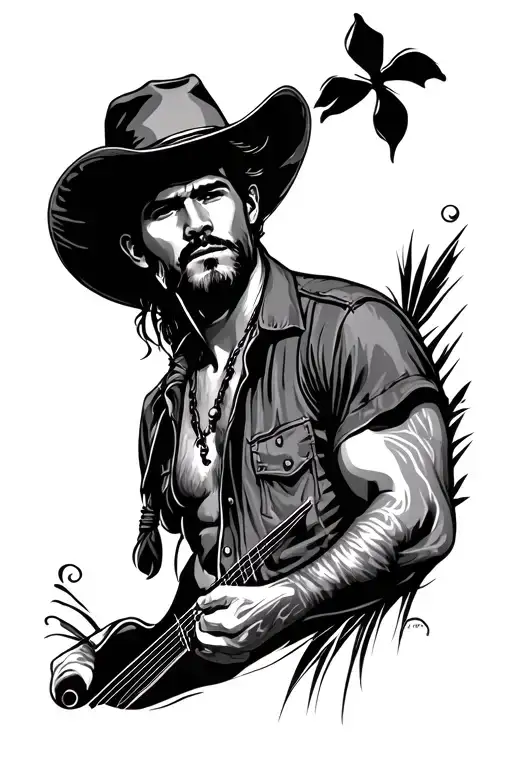 lone cowboy beach themed tattoo tattoo design idea