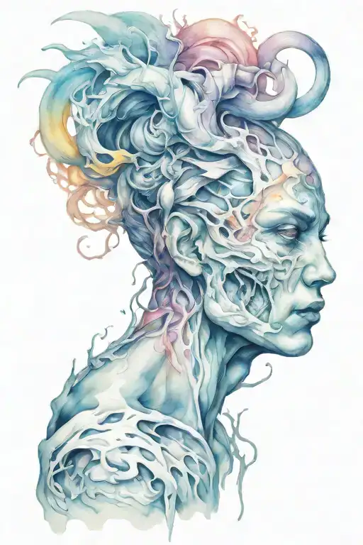 "depression's" inner demons fighting tattoo design idea