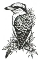 kookaburra with native behind tattoo design idea