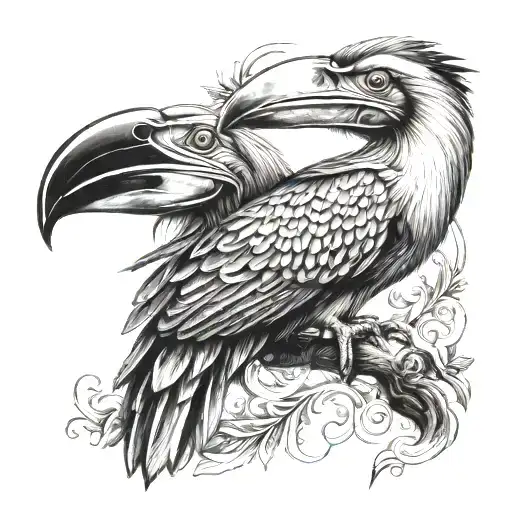 hornbill tattoo design idea