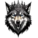 wolf head crown eye patch tattoo design idea