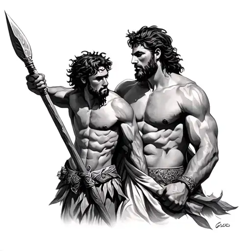 David and Goliath tattoo design idea