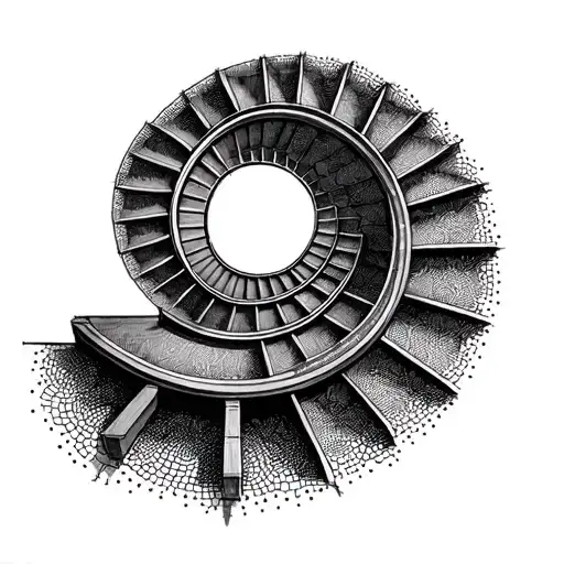 draw a simple spiral staircase circling down tattoo design idea