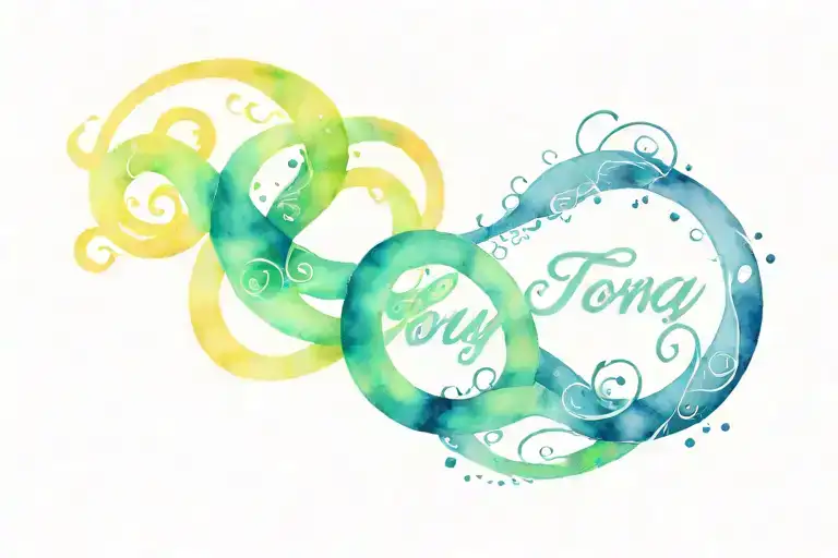 infinity with water waves and a text saying tony and norma tattoo design idea