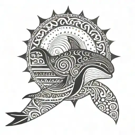 Maori, stripes, universe and whale tattoo design idea