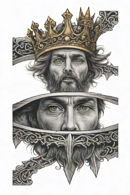 close up of jesus christ eyes, eyebrow, nose, and crown of thrones only tattoo design idea