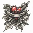 dagger and heart tattoo design idea