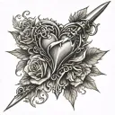 dagger and heart tattoo design idea