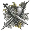 dagger and heart tattoo design idea