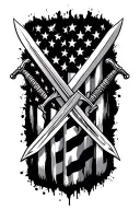 american style without flag and have swords crossed tattoo design idea