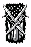 american style without flag and have swords crossed tattoo design idea
