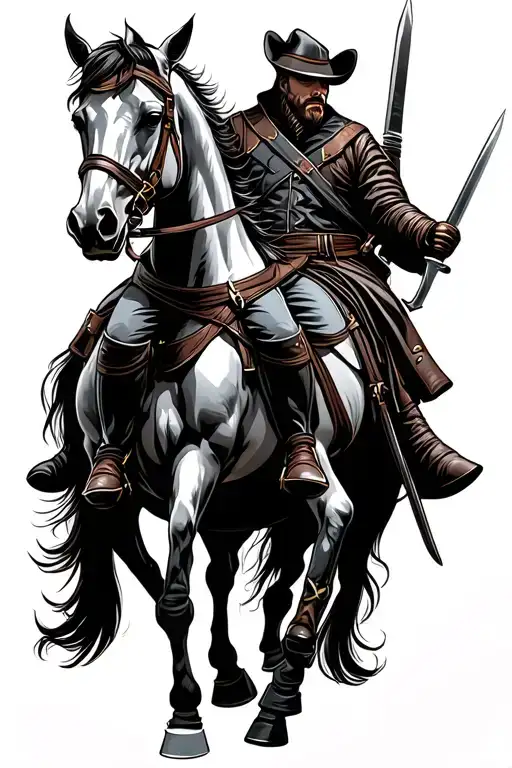 headless horsemen with bayonet tattoo design idea