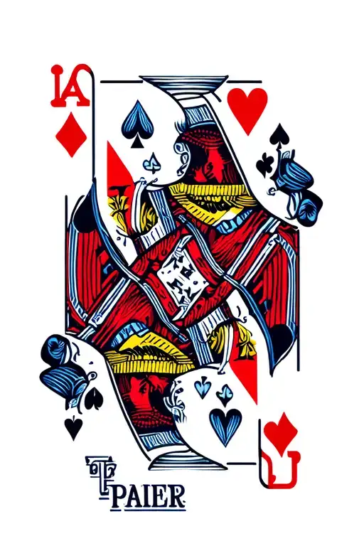 3 cards from a bicycle poker card deck, 1 card is the ace the diamonds, the 2nd is the ace of hearts, but replace the le tattoo design idea