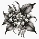 lily of the valley with daffodils and violets intertwined tattoo design idea