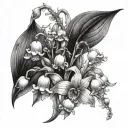 lily of the valley with daffodils and violets intertwined tattoo design idea