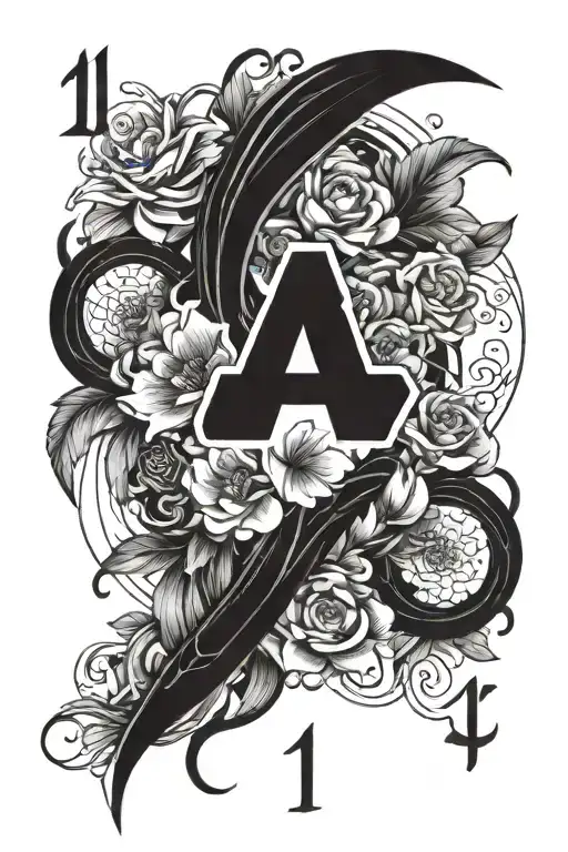 The combination of the symbol of the month of June and the lucky numbers of the month of June tattoo design idea