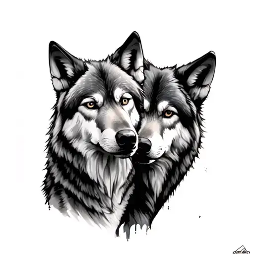 wolves the  constant struggle of negative and positive tattoo design idea