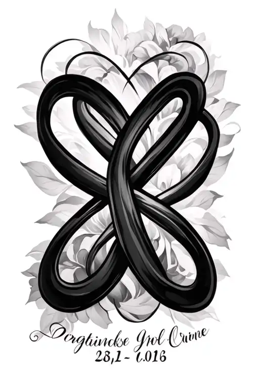 infinity symbol with name and birthdate incorporated into the design tattoo design idea
