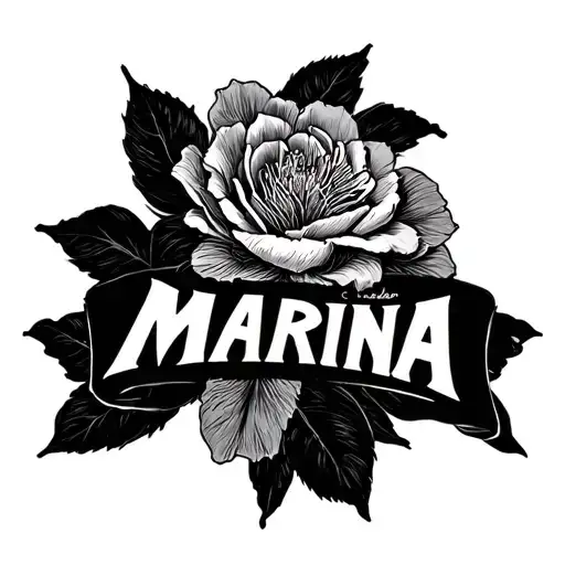 "MARINA" negative shading tattoo design idea